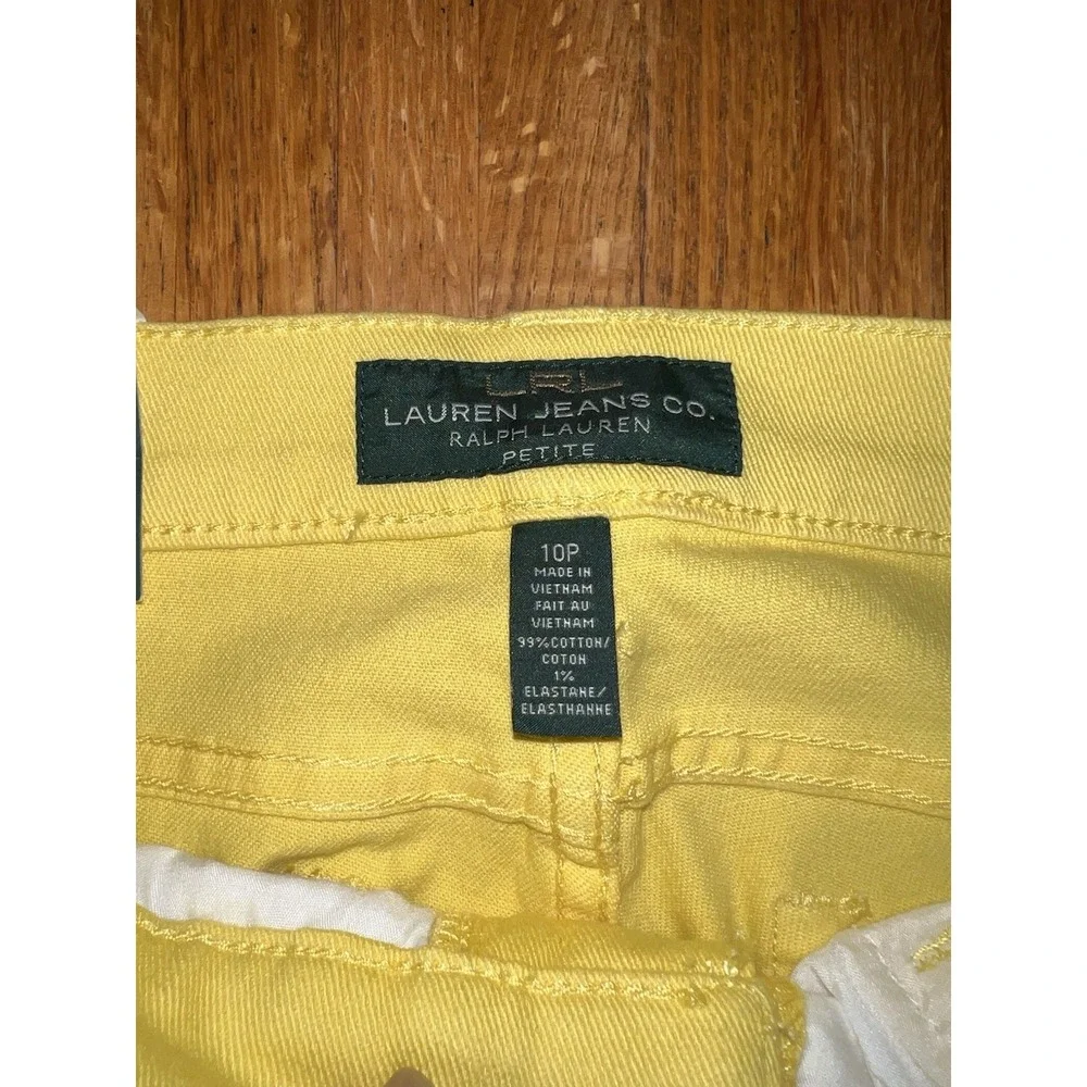 LRL Ralph Lauren Jeans Women 10P Petite Yellow Denim Classic Straight‎ Leg Jean
